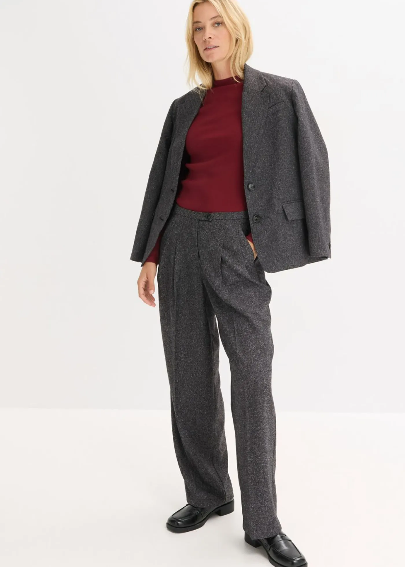 bonprix bonprix Esenciales|Pantalones>Pantalón Marlene de suave mezcla de viscosa Gris jaspeado