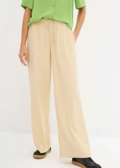 bonprix bonprix Pantalones>Pantalón Marlene de viscosa fluida Beige verdoso