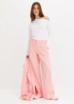 Mujer bonprix bonprix Pantalón palazzo de mezcla de lino ligero