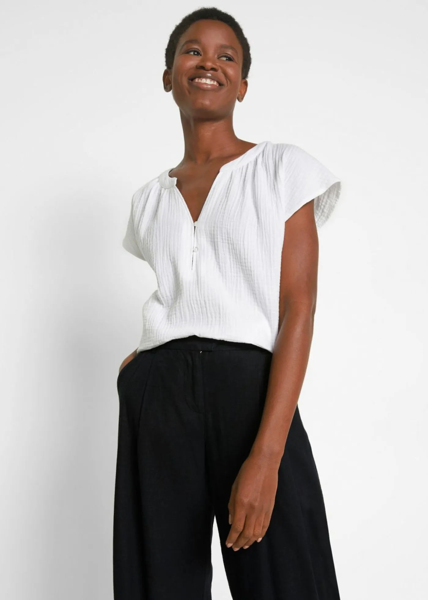 Mujer bonprix bonprix Pantalón palazzo de mezcla ligera de viscosa y lino