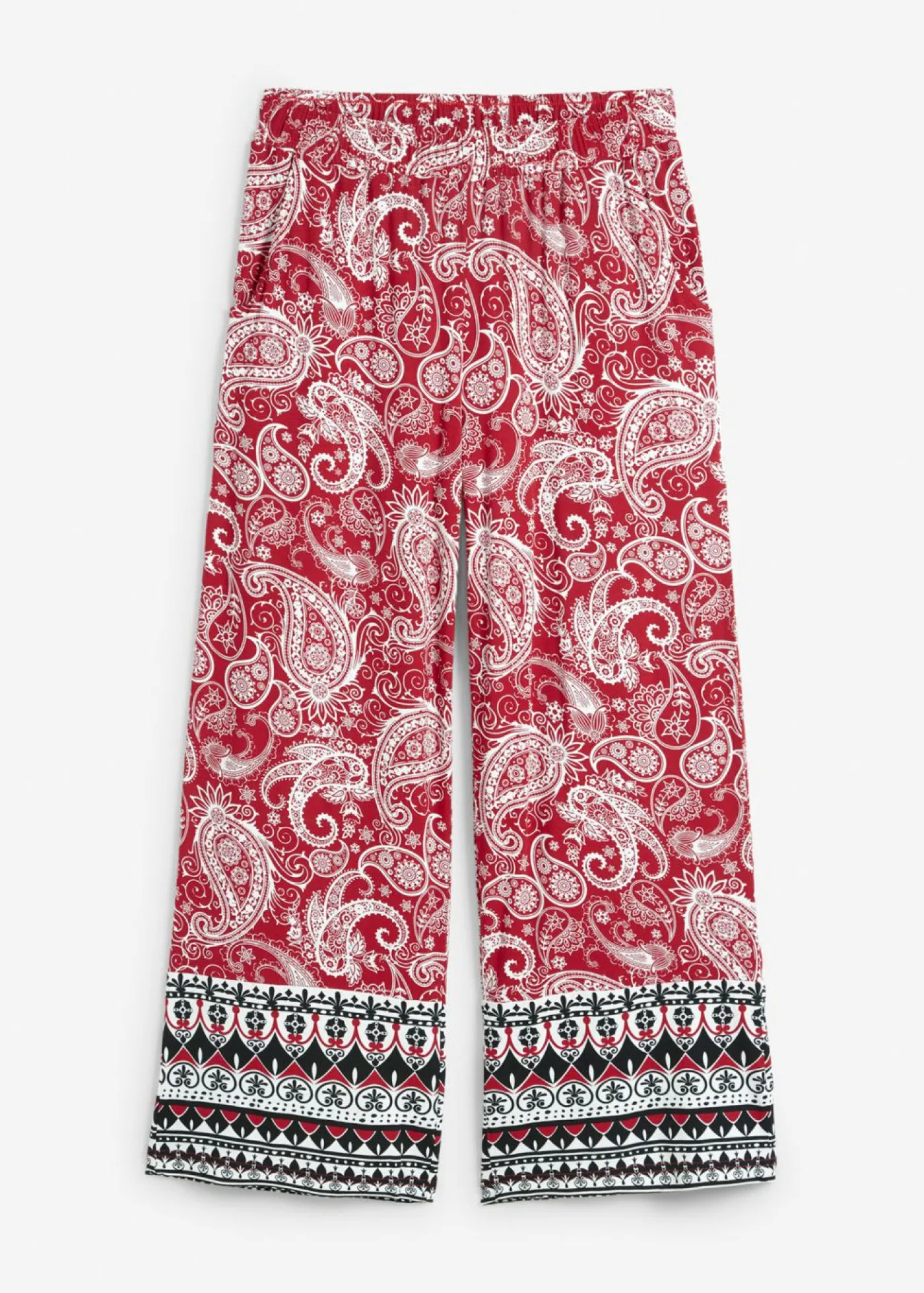 bonprix bonprix Pantalones>Pantalón palazzo de mezcla suave de viscosa rojo cayena de flores