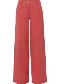 bonprix bonprix Pantalones|Tallas Pequeñas>Pantalón palazzo de mezcla de lino rojo mate