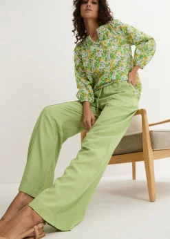 Mujer bonprix bonprix Pantalón palazzo de mezcla ligera de viscosa y lino