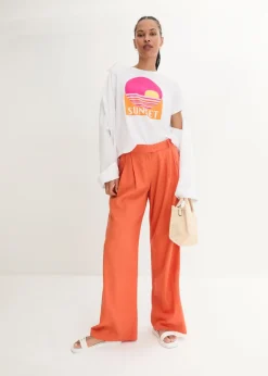 Mujer bonprix bonprix Pantalón palazzo de mezcla ligera de viscosa y lino