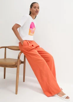 Mujer bonprix bonprix Pantalón palazzo de mezcla ligera de viscosa y lino