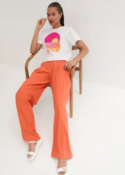 Mujer bonprix bonprix Pantalón palazzo de mezcla ligera de viscosa y lino