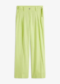 bonprix bonprix Pantalones|Novedades>Pantalón palazzo de mezcla de lino ligero Verde menta