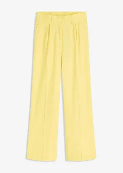 bonprix bonprix Pantalones>Pantalón palazzo de mezcla de lino Amarillo suave