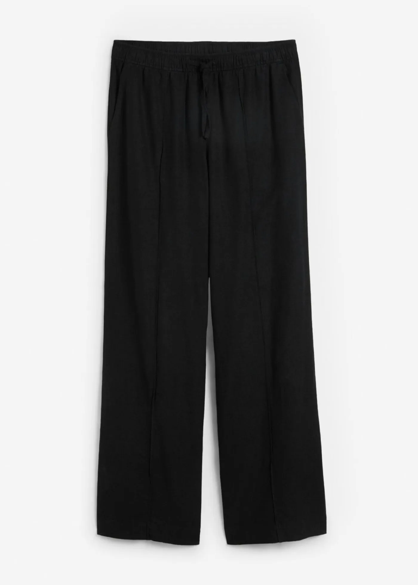 bonprix bonprix Esenciales|Pantalones>Pantalón palazzo de mezcla ligera de viscosa y lino Negro