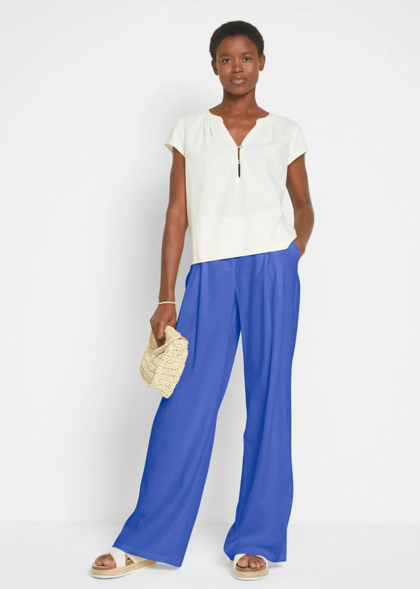 Mujer bonprix bonprix Pantalón palazzo de mezcla ligera de viscosa y lino