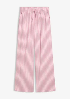 bonprix bonprix Conjuntos De Ropa|Pantalones>Pantalón palazzo de popelín de algodón rosa claro-malva rayas verticales