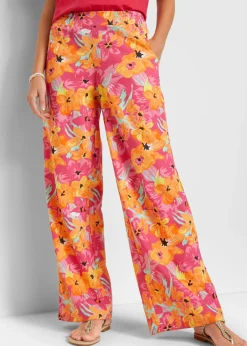 bonprix bonprix Pantalones>Pantalón Palazzo de punto de mezcla de viscosa Pink lady de flores