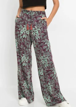 bonprix bonprix Pantalones>Pantalón Palazzo de viscosa fluida baya-salvia de flores