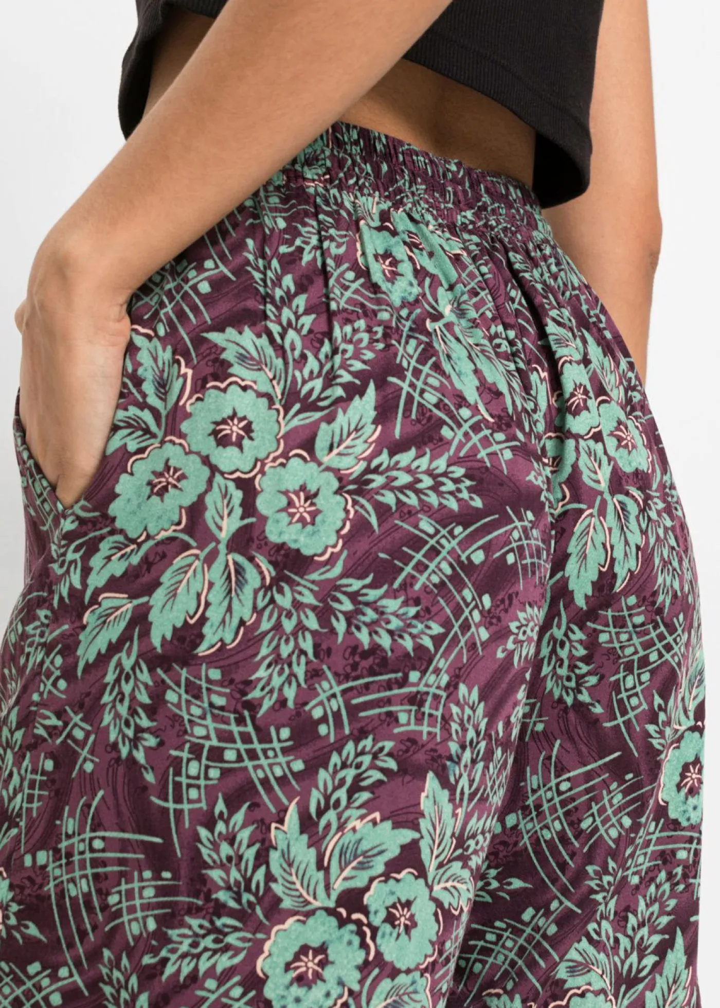 bonprix bonprix Pantalones>Pantalón Palazzo de viscosa fluida baya-salvia de flores