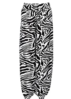 bonprix bonprix Pantalones>Pantalón Palazzo de viscosa fluida Negro con estampado de cebra