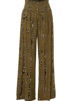 bonprix bonprix Pantalones>Pantalón Palazzo de viscosa fluida Verde caqui/negro estampado