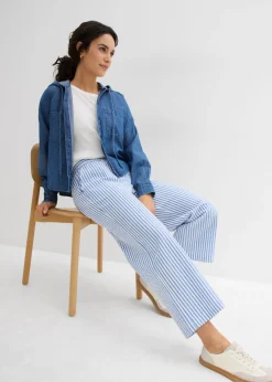 Mujer bonprix bonprix Pantalón palazzo estilo milrayas, largo 7/8
