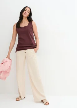 Mujer bonprix bonprix Pantalón palazzo largo con lino