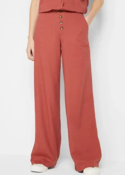 Mujer bonprix bonprix Pantalón palazzo largo con lino