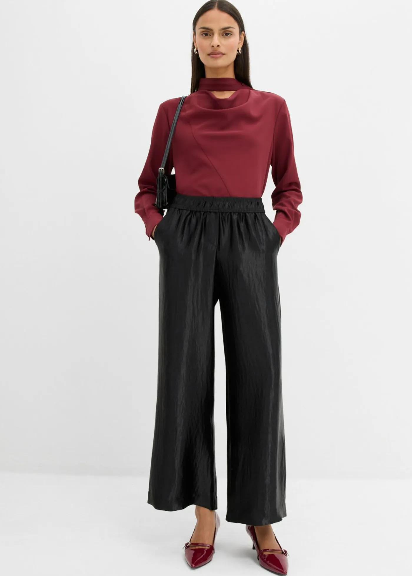 Mujer bonprix bonprix Pantalón palazzo satinado con cinturilla cómoda