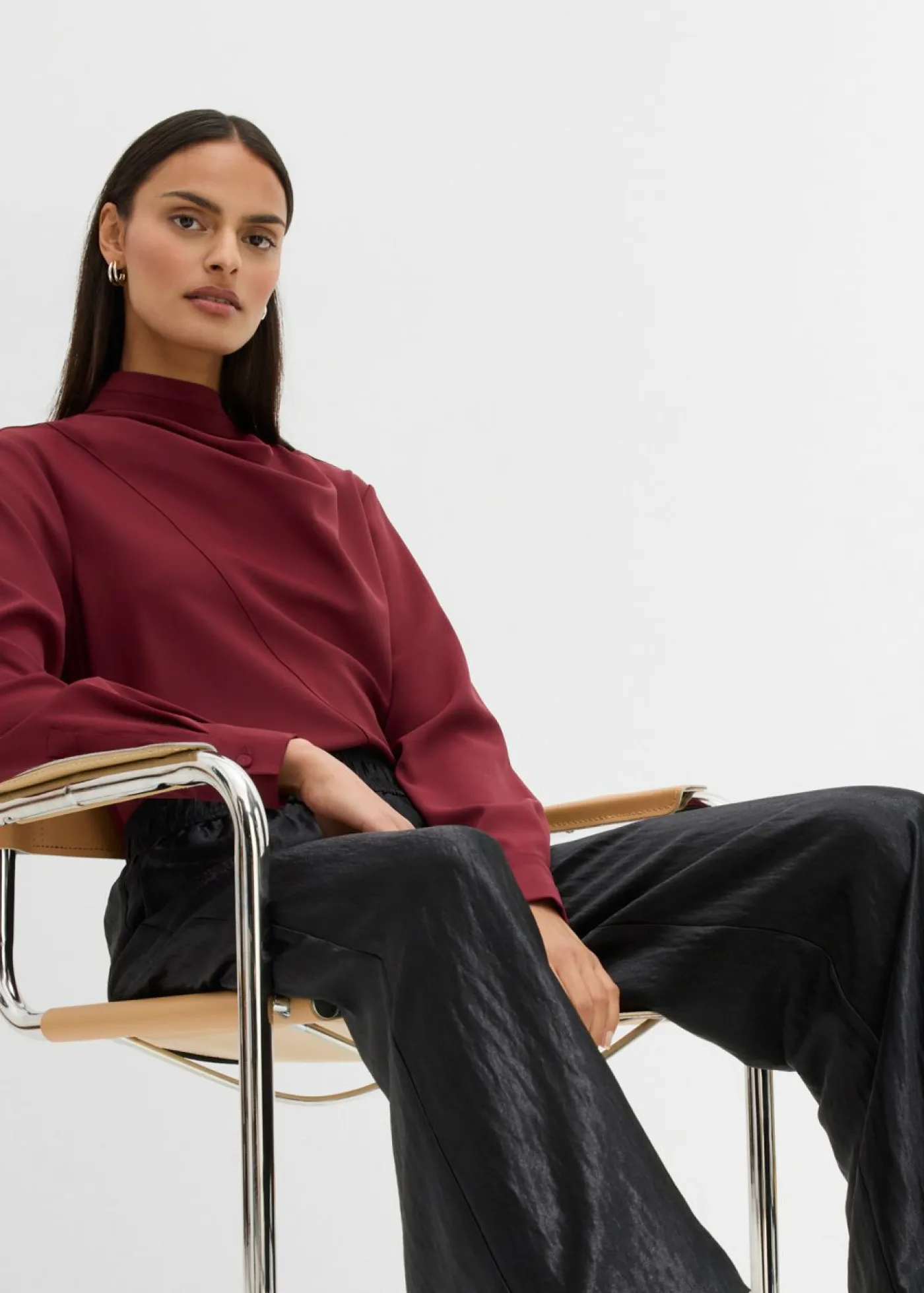 Mujer bonprix bonprix Pantalón palazzo satinado con cinturilla cómoda