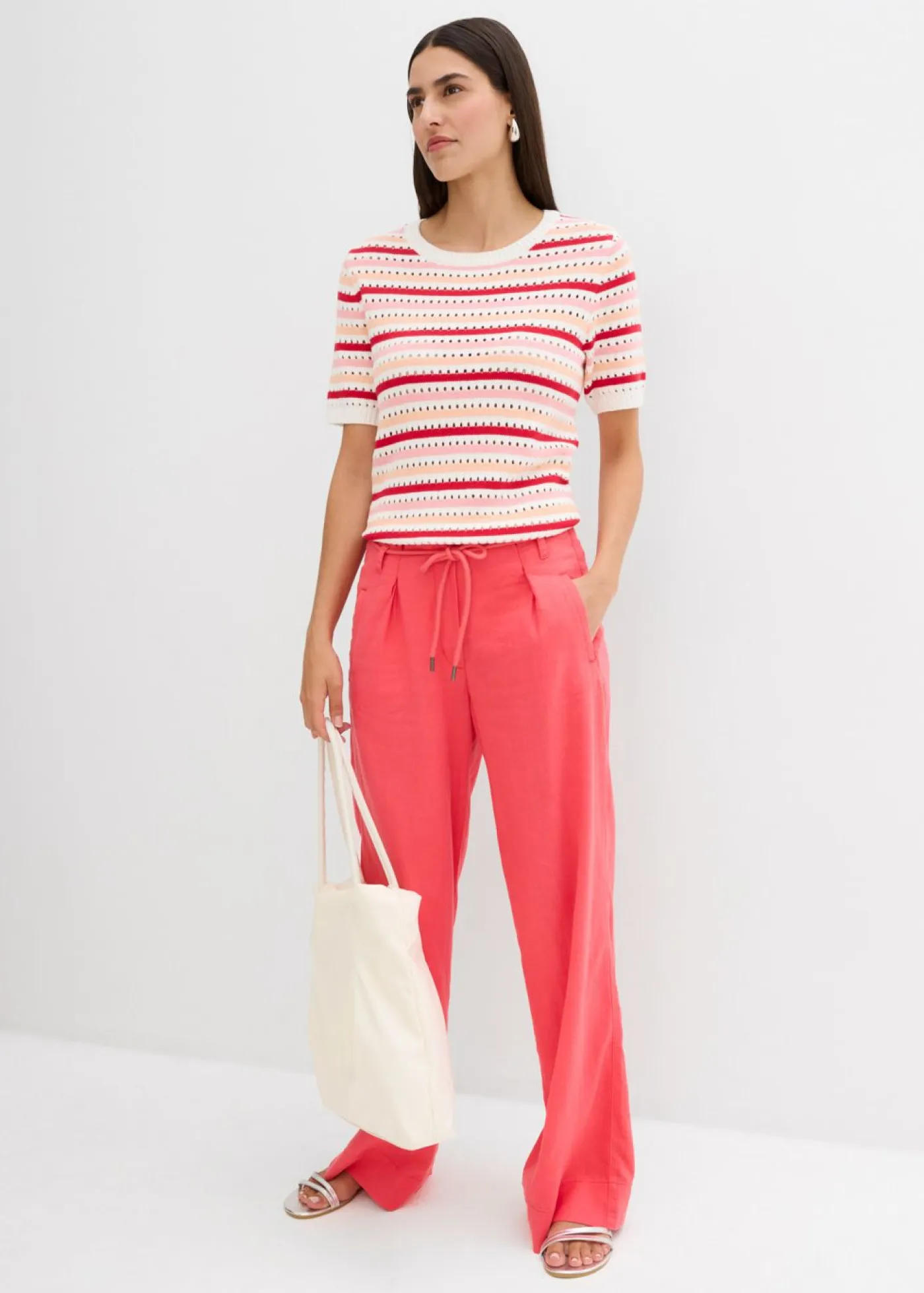 Mujer bonprix bonprix Pantalón paperbag de ligera mezcla de lino