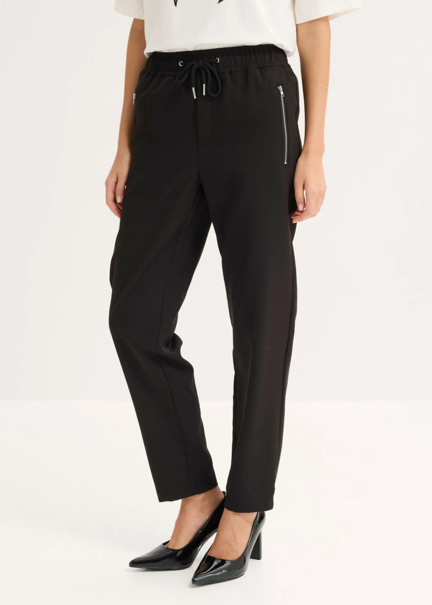 bonprix bonprix Pantalones>Pantalón sin cierre con cinturilla cómoda Negro