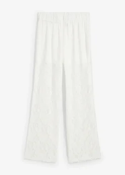 bonprix bonprix Pantalones>Pantalón sin cierre con encaje Blanco