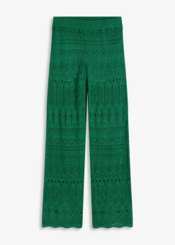 bonprix bonprix Pantalones>Pantalón sin cierre con patrón de punto calado verde gema