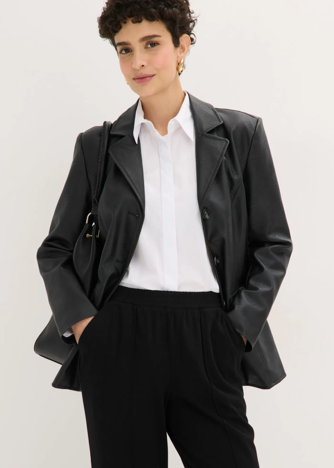 bonprix bonprix Pantalones>Pantalón sin cierre con ribete Negro