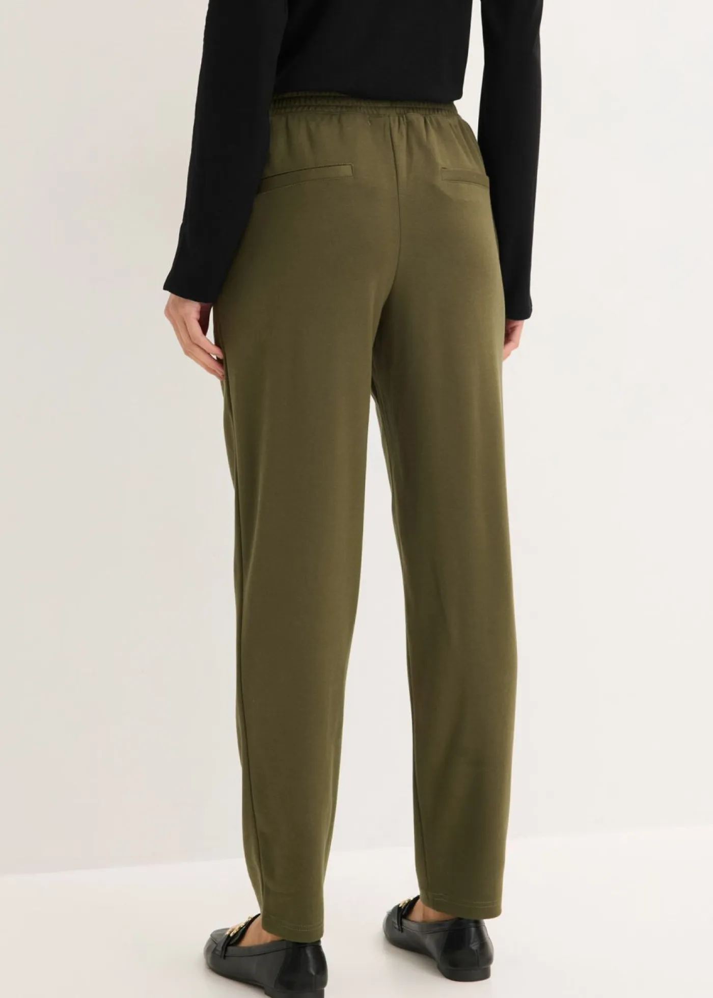 bonprix bonprix Pantalones>Pantalón sin cierre con ribete Verde oliva oscuro