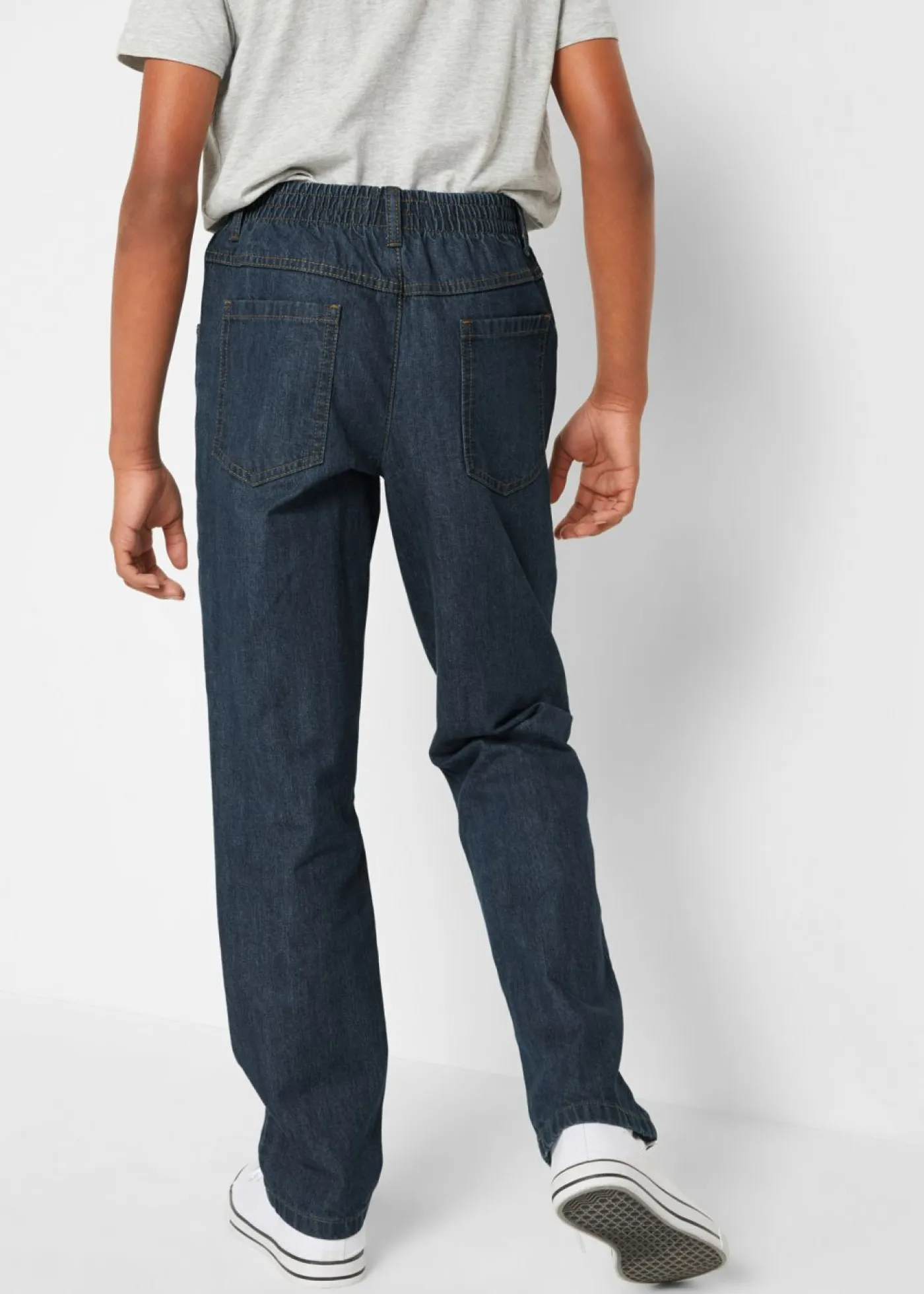 bonprix bonprix Ropa 9 A 16 Años·Pantalones|Ropa 9 A 16 Años·Packs De Ropa>Pantalón sin cierre de algodón puro regular fit, straight (3 unidades) Denim negro + denim azul marino + marrón grisáceo