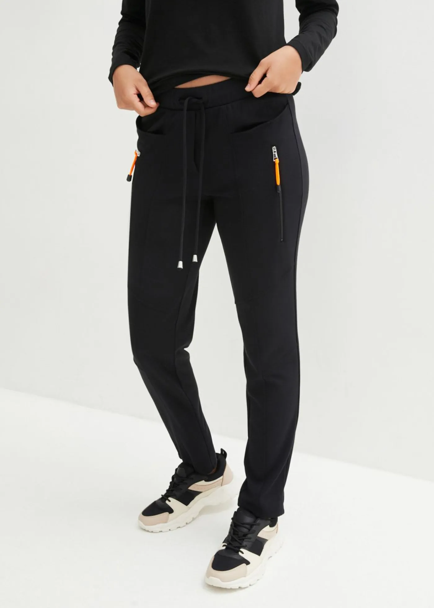 bonprix bonprix Pantalones|Novedades>Pantalón sin cierre de cómodo tejido Punto di Roma Negro