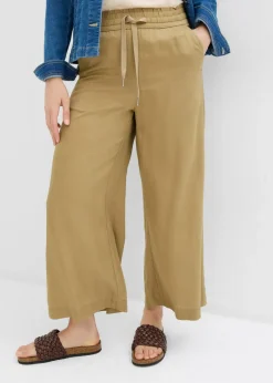 bonprix bonprix Pantalones>Pantalón sin cierre de lyocell 7/8 Marrón caqui