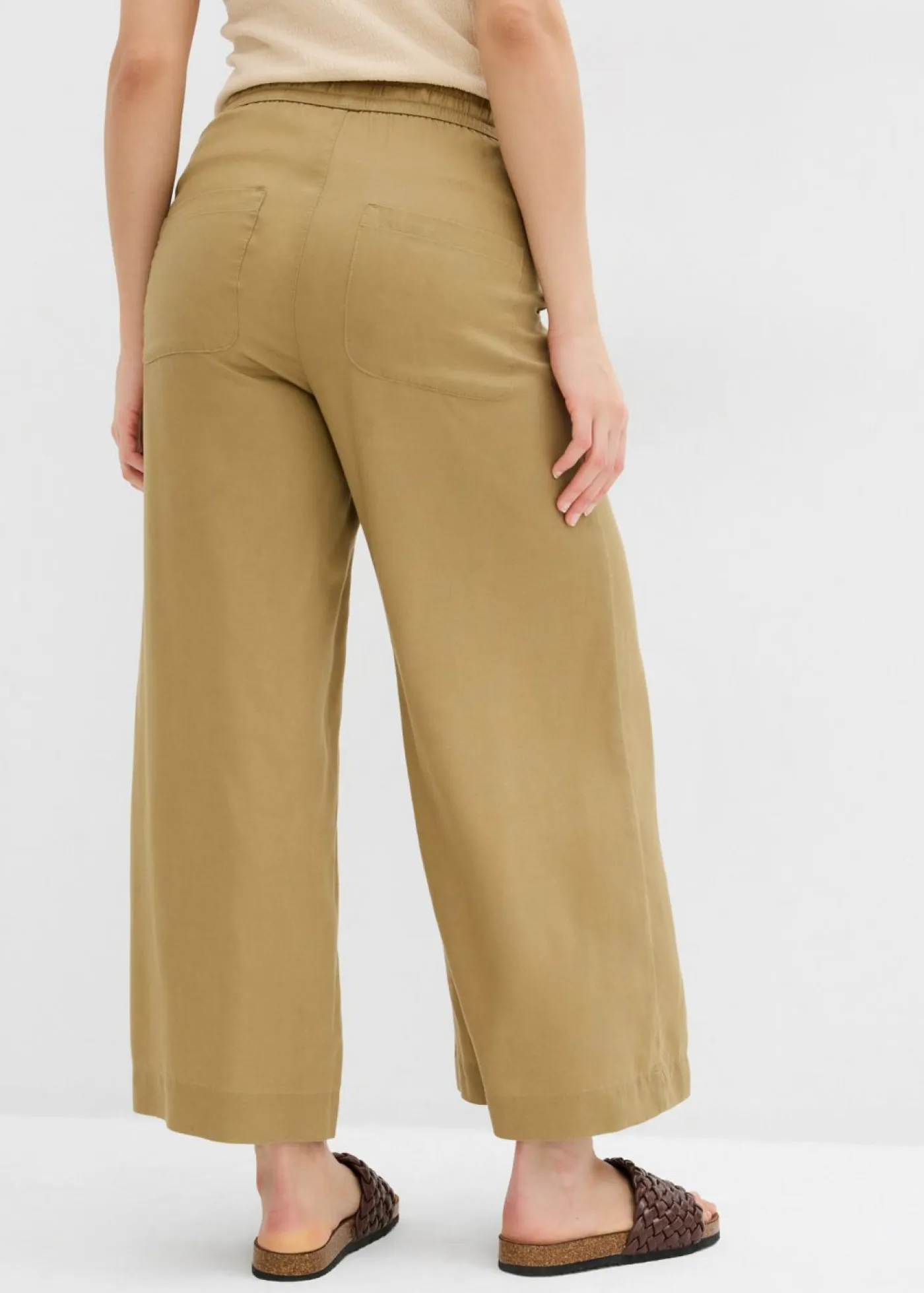 bonprix bonprix Pantalones>Pantalón sin cierre de lyocell 7/8 Marrón caqui