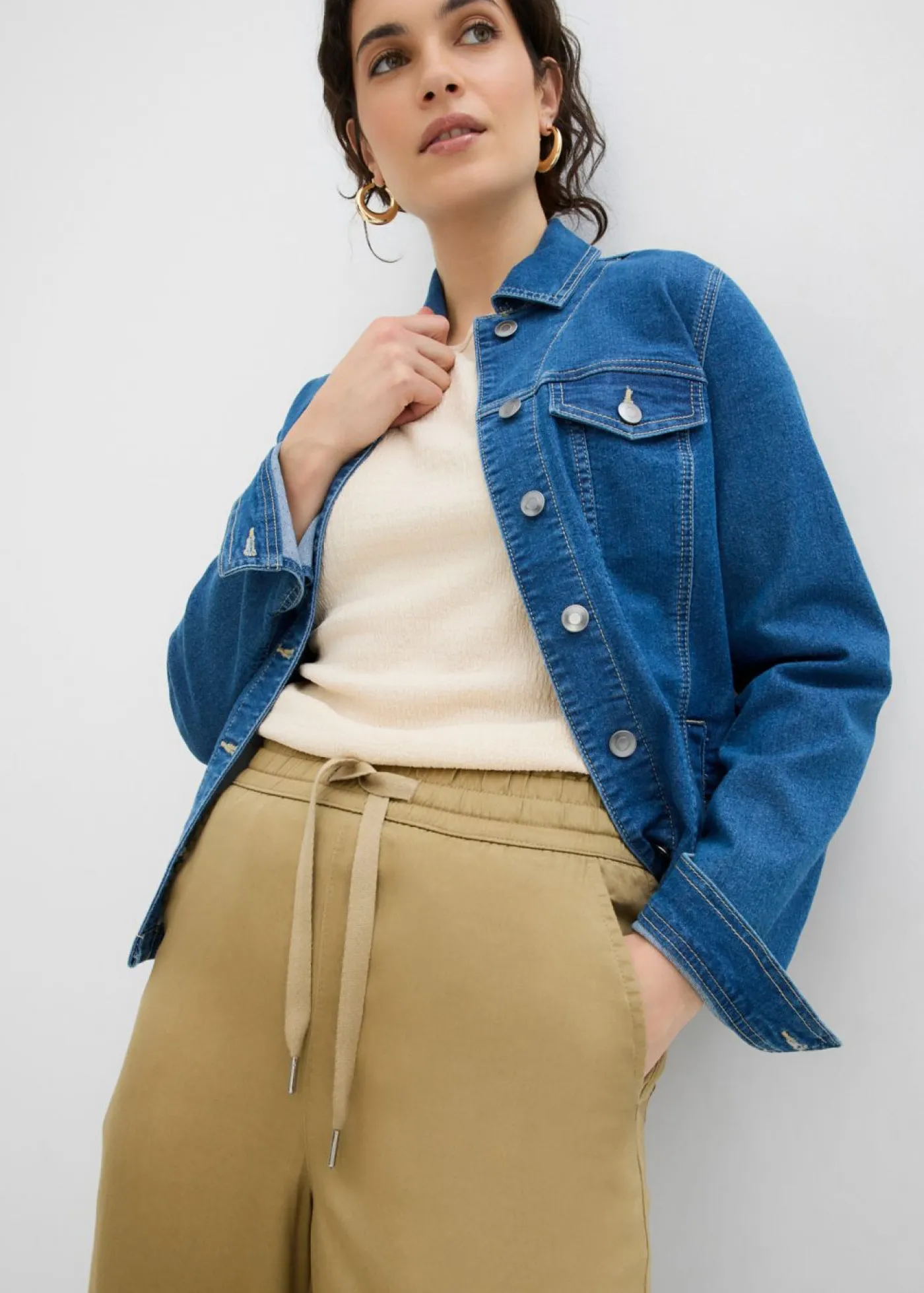 bonprix bonprix Pantalones>Pantalón sin cierre de lyocell 7/8 Marrón caqui