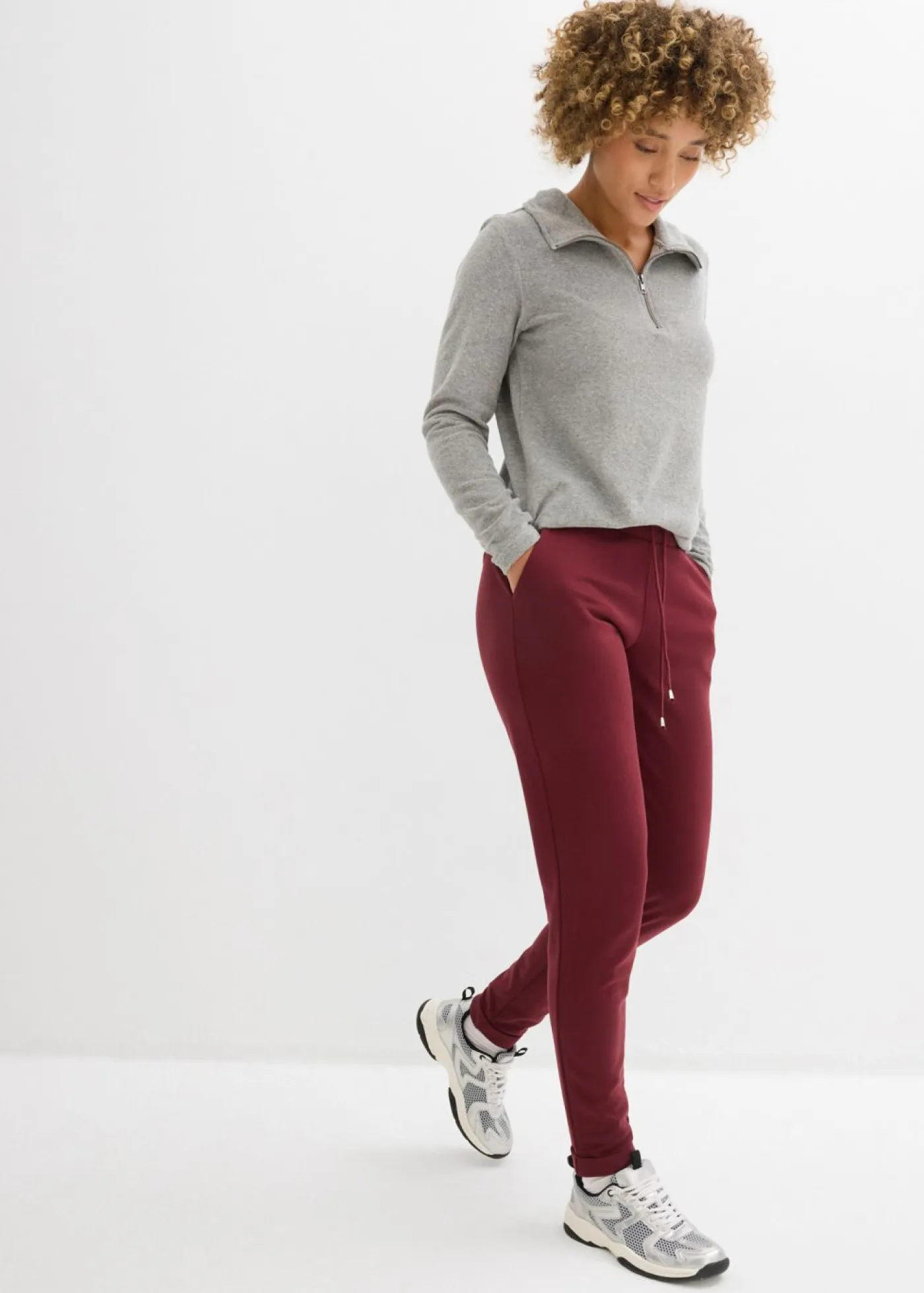 bonprix bonprix Pantalones|Novedades>Pantalón sin cierre de mezcla de viscosa rojo avellana