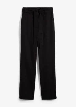 bonprix bonprix Pantalones>Pantalón sin cierre de mezcla vaporosa de lino y viscosa Negro