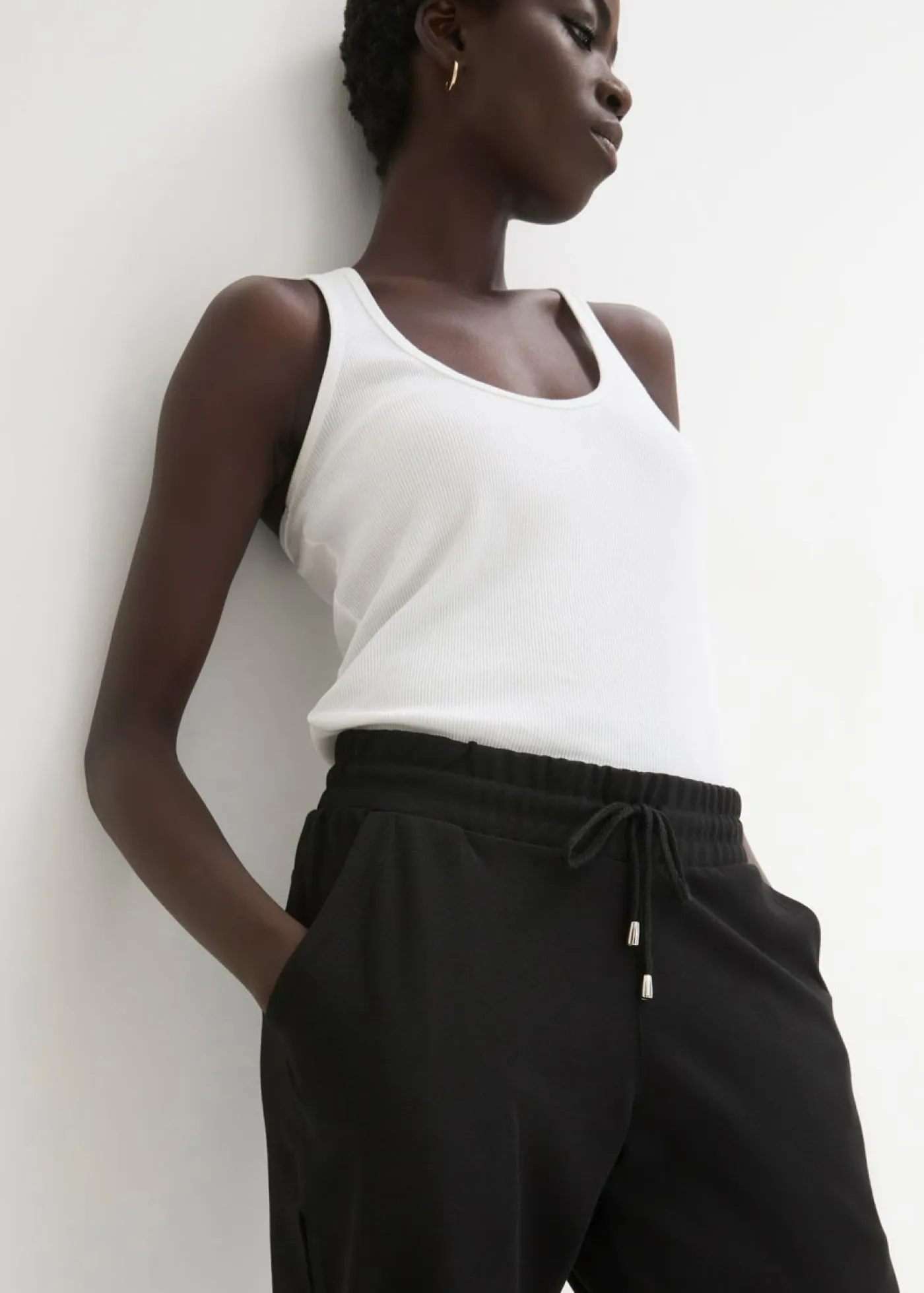 bonprix bonprix Pantalones|Novedades>Pantalón sin cierre de mezcla de viscosa Negro