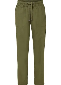 bonprix bonprix Pantalones>Pantalón sin cierre de mezcla de lino ligero Verde oliva