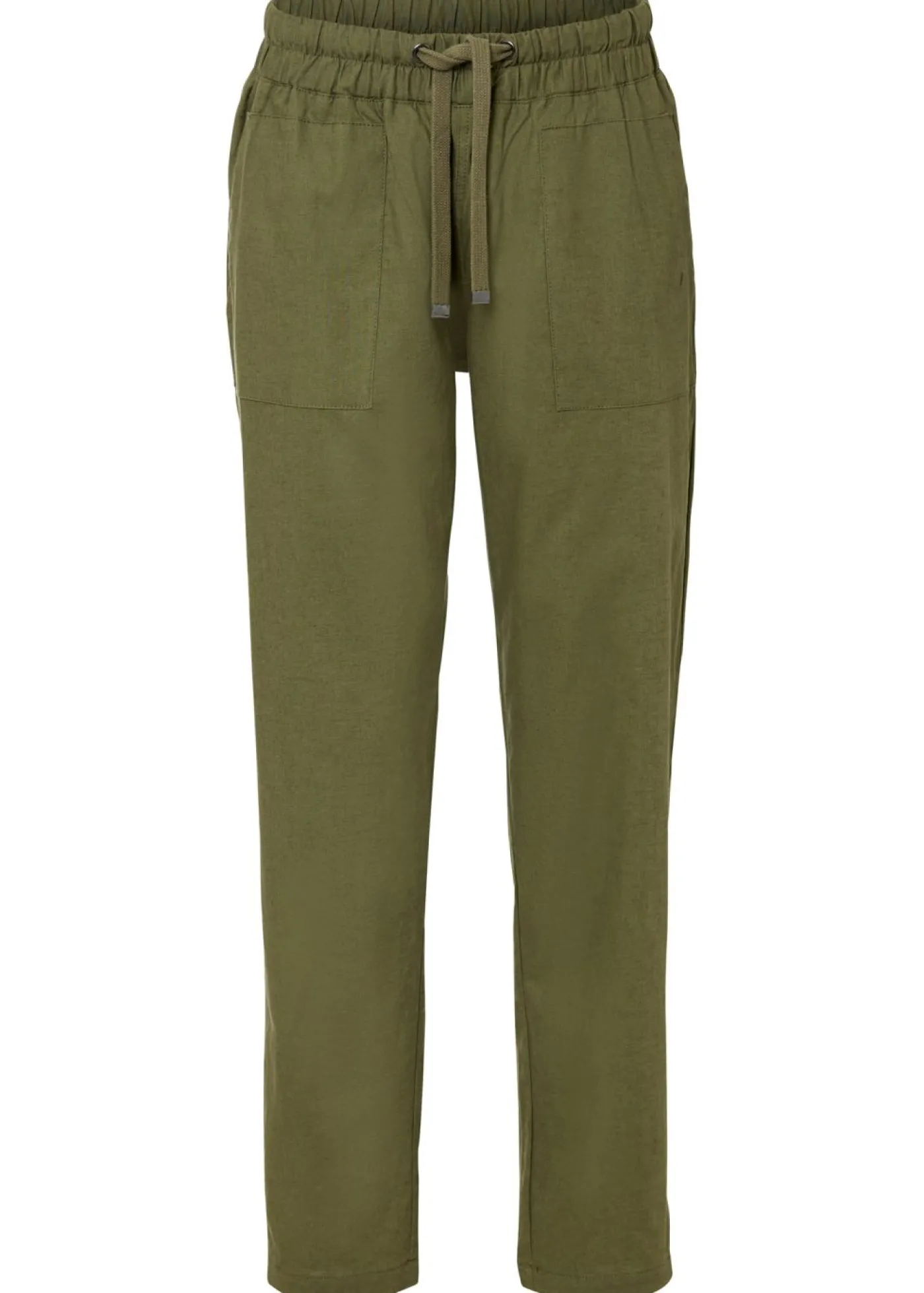 bonprix bonprix Pantalones>Pantalón sin cierre de mezcla de lino ligero Verde oliva