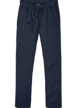 bonprix bonprix Pantalones>Pantalón sin cierre de mezcla de lino ligero con corte regular y forma recta Azul marino