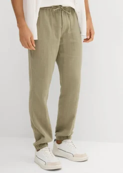 Hombre bonprix bonprix Pantalón sin cierre de muselina con corte regular y tapered