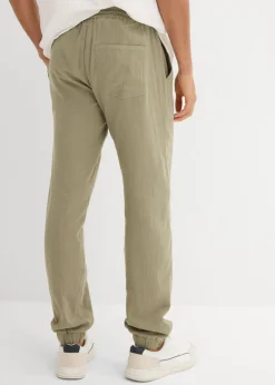 Hombre bonprix bonprix Pantalón sin cierre de muselina con corte regular y tapered