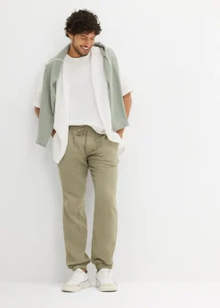 Hombre bonprix bonprix Pantalón sin cierre de muselina con corte regular y tapered