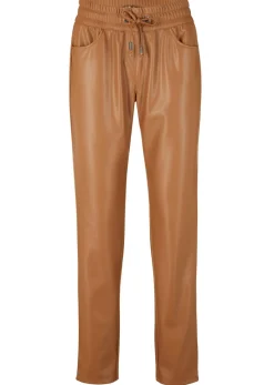 bonprix bonprix Pantalones>Pantalón sin cierre de piel sintética Marrón moka