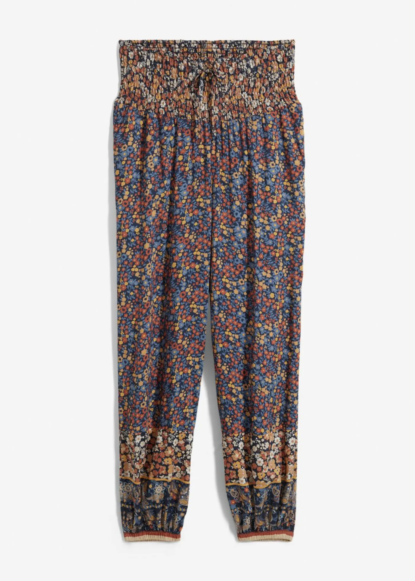 bonprix bonprix Pantalones>Pantalón sin cierre de viscosa fluida Azul marino con patrón paisley