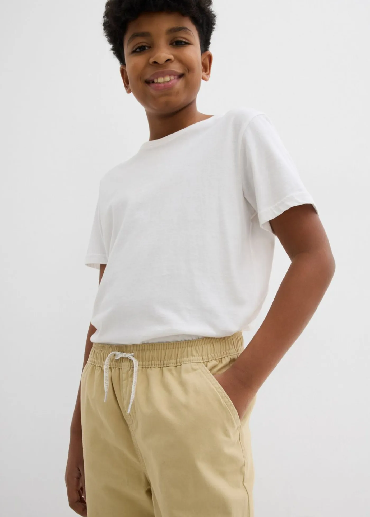 bonprix bonprix Ropa 9 A 16 Años·Pantalones|Ropa 9 A 16 Años·Packs De Ropa>Pantalón sin cierre, regular fit, de algodón puro (2 unidades) Negro-beige