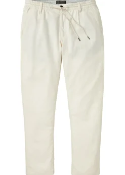 bonprix bonprix Pantalones>Pantalón sin cierre straight, relaxed fit, de mezcla de lino ligera Beige-arena