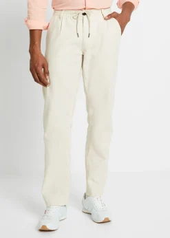 bonprix bonprix Pantalones>Pantalón sin cierre straight, relaxed fit, de mezcla de lino ligera Beige-arena